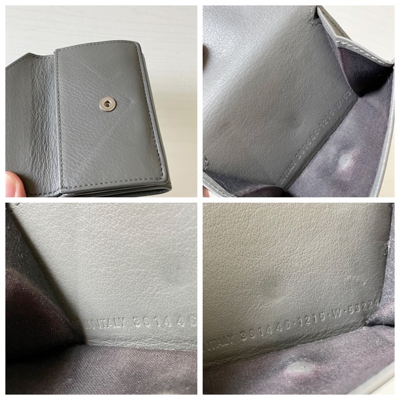 Balenciaga gray leather silver logo mini trifold wallet - Picture 5 of 9